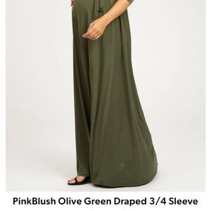 Pinkblush Olive Green Draped Maxi Dress